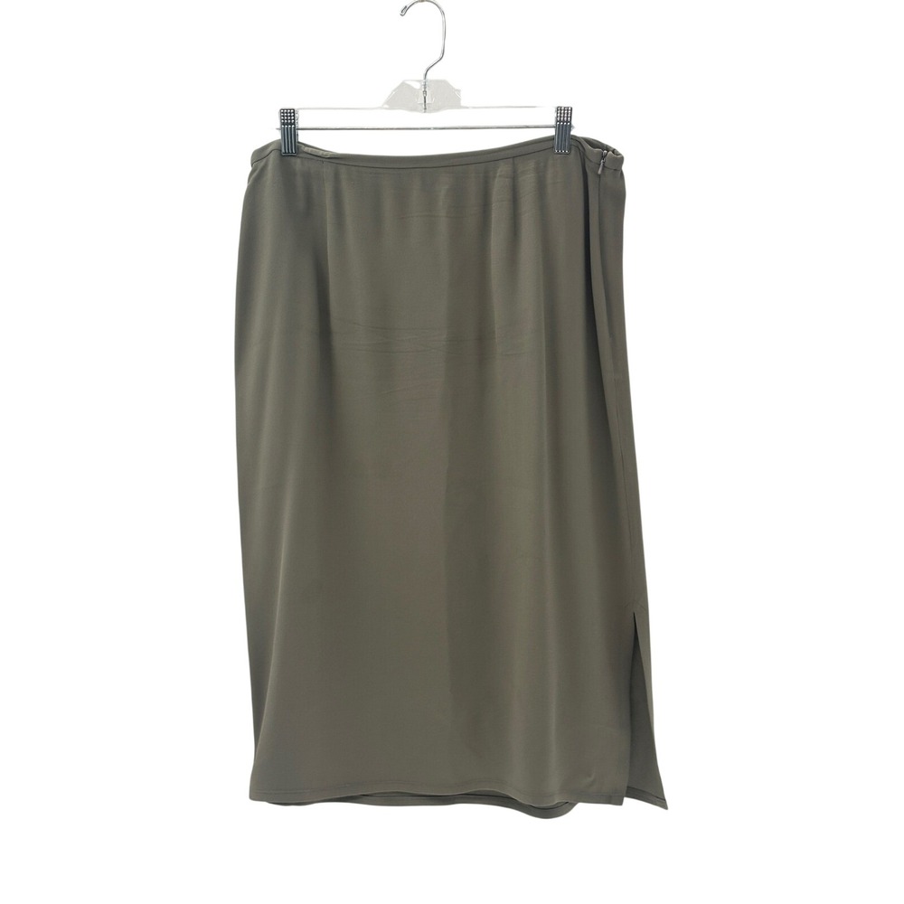 Eileen Fisher Skirt 100% Silk Green Women Size‎ Medium Minimalist